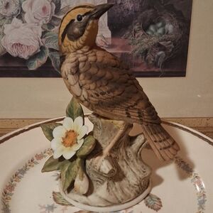 Decorative Brown Ceramic Bird Figurine